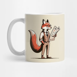 Clever fox reads newspsper Mug